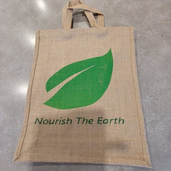 NOURISH THE EARTH Women's Laminated Jute Tote Bag - NWOT - Picture 3 of 5
